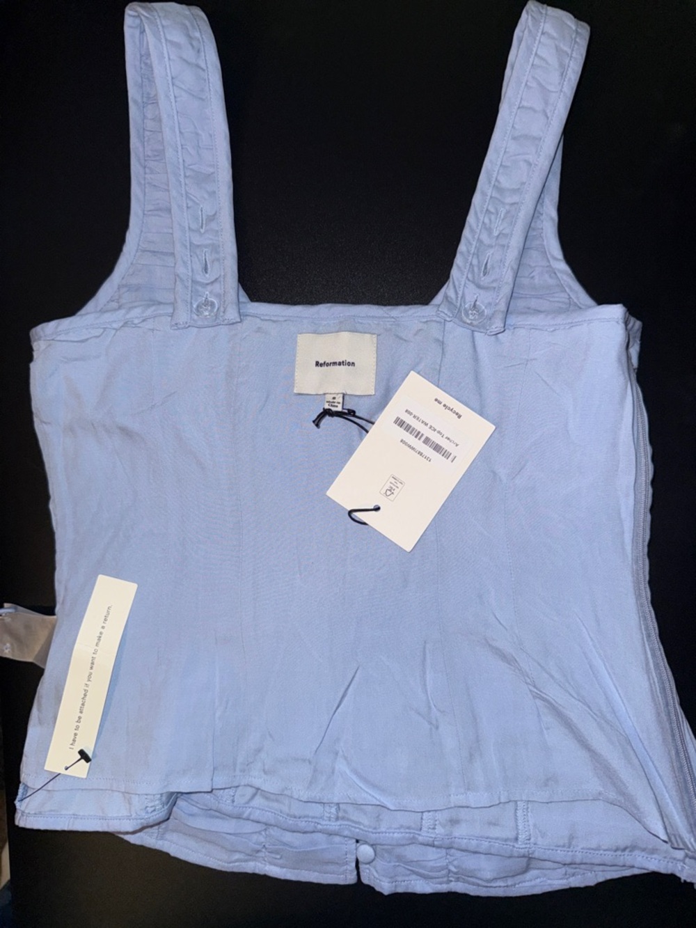 Light Blue Ruched Button-Front Tank Top - Picture 10 of 16